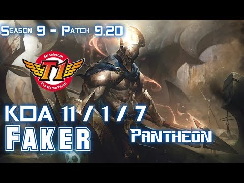 SKT T1 Faker PANTHEON vs AKALI Mid - Patch 9.20 EUW Ranked