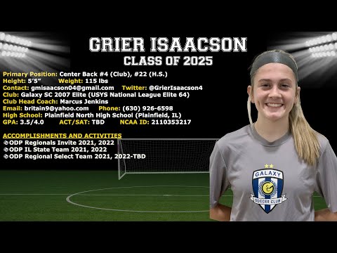 Grier Isaacson - Soccer College Recruitment Video (Class of 2025)