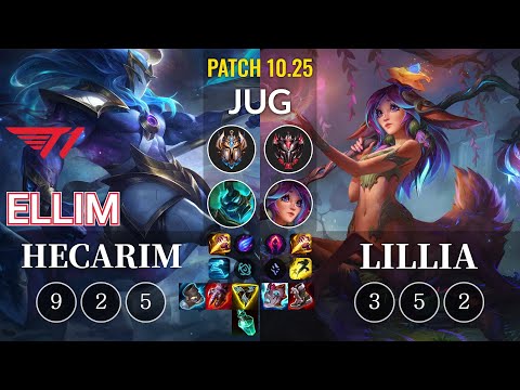 T1 Ellim Hecarim vs Lillia Jungle - KR Patch 10.25