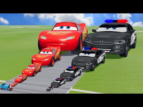 Big & Small Choo-Choo McQueen Boy, King Dinoco vs Pixar Car,Tow Mater vs DOWN OF DEATH -BeamNG.Drive