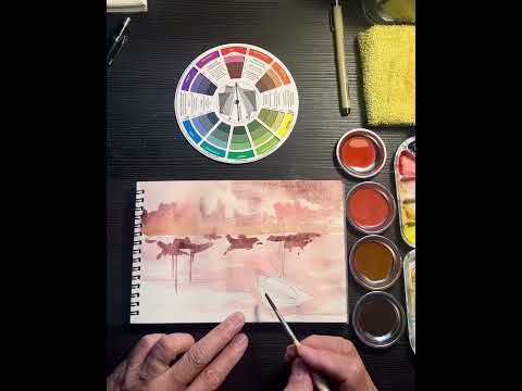 Monochromatic #watercolor #quicksketch of sailboats