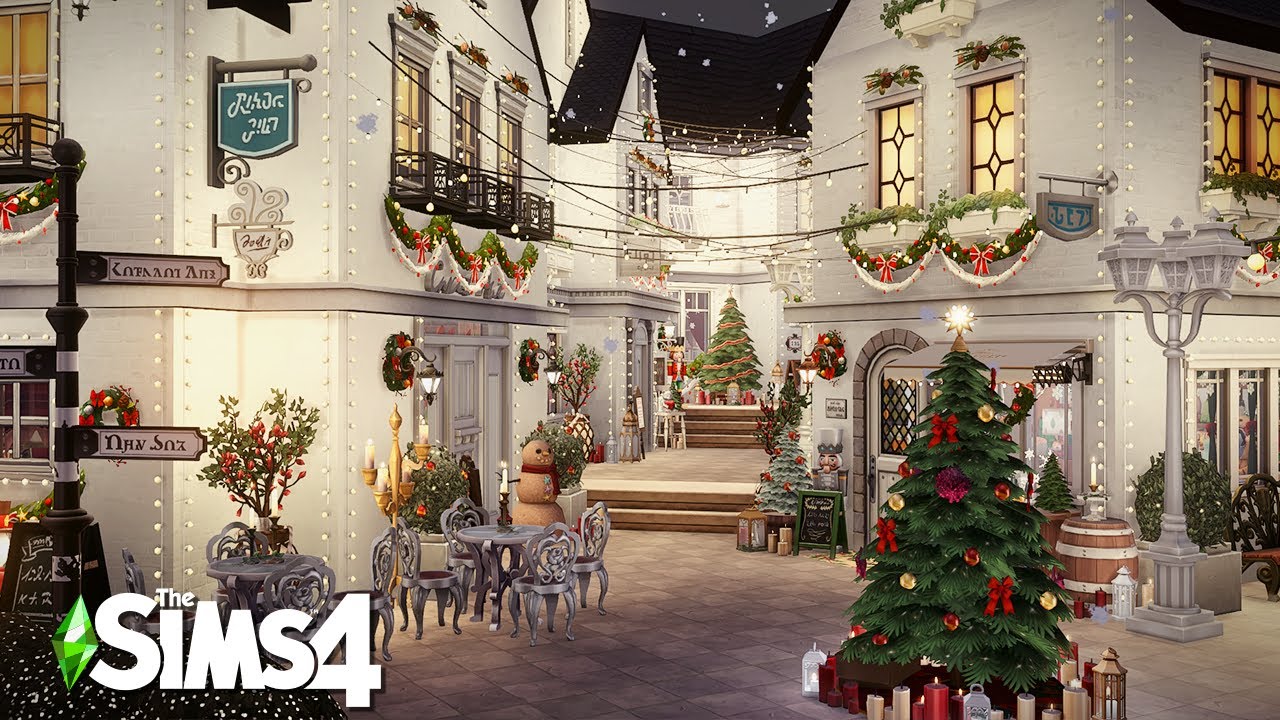 Christmas Shopping Alley | The Sims4 Stop Motion Build | NoCC |【シムズ４建築】