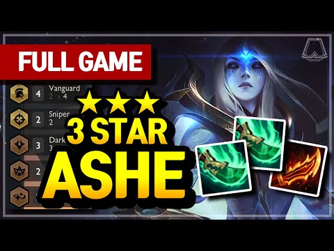 3 Star Ashe! (Vanguard Sniper Comp)  - Teamfight Tactics Full Game | TFT Galaxies