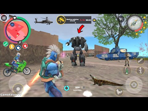 Rope Hero: Vice Town (Rope Hero Fight Green Robot Car)Army Base (B)Russia Tank - Android Gameplay HD