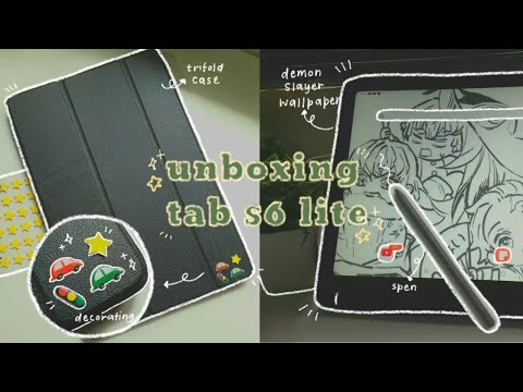 🐢☆ﾟ⁠.unboxing samsung galaxy tab s6 lite(oxford gray)!!& aesthetic  accessories+draw with me*⁠.⁠✧🍡