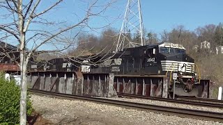 preview picture of video 'Eastbound NS Freight Train Leaves the Asheville Yard'