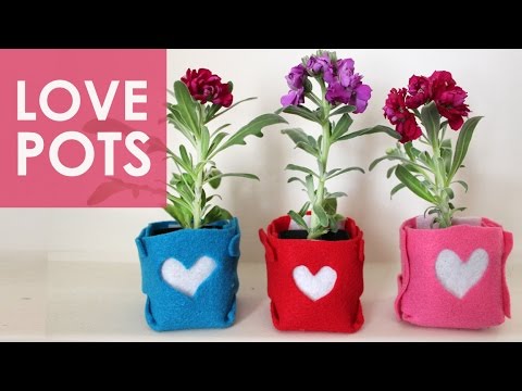 フェルトフラワーポット。バレンタインデーのDIY (FELT FLOWERPOTS: Valentine’s Day DIY)