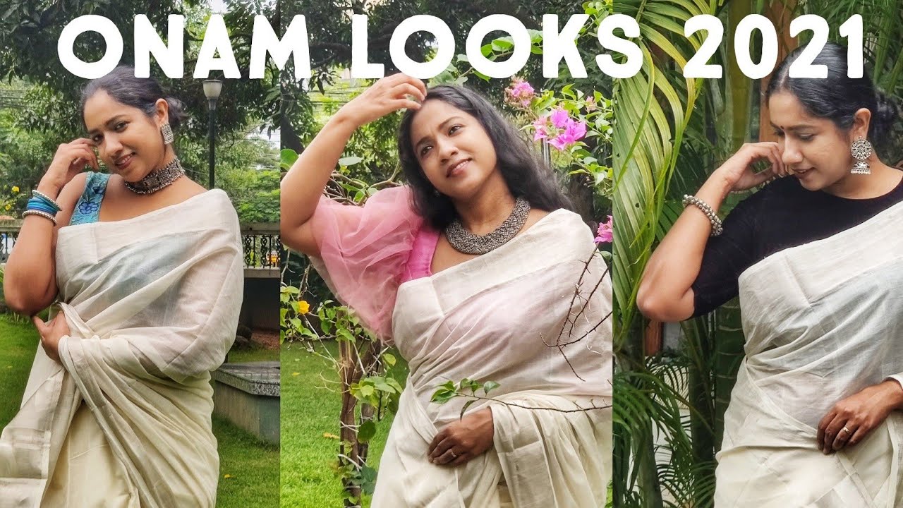 Watch video ONAM LOOKS 2021 | Silver zari | Styling a Kerala saree | 3 looks | Malayalam video Now ONAM LOOKS 2021 | Silver zari | Styling a Kerala saree | 3 looks | Malayalam video