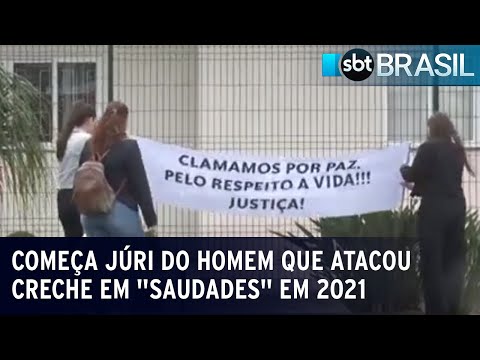 Começa o júri do réu que matou 3 crianças e 2 funcionárias de creche | SBT Brasil (09/08/23)