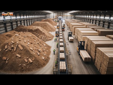 Wie Millionen von Spanplatten aus recycelten Holzresten hergestellt werden | Einblick in riesige ...
