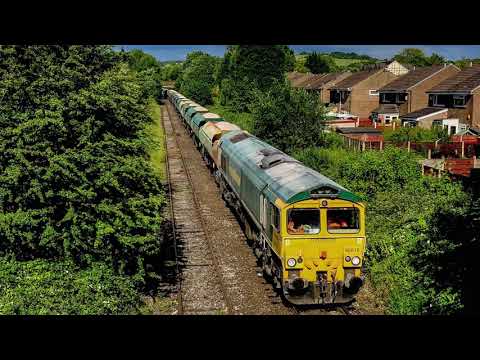 Freightliner Class 66’s 66607 & 66616 On HIA Hoppers @ Woodley, June 2022