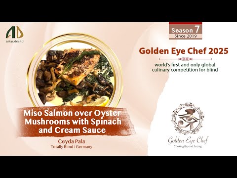 Miso Salmon over Oyster Mushrooms with Spinach and Cream Sauce by Ceyda Pala /Totally Blind /Germany