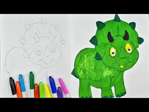 Cute baby dinosaur colouring # Satisfying colouring # happy watching
