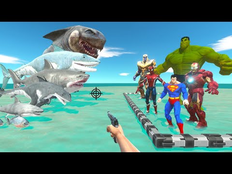 FPS Avatar Rescues Best Marvel & DC and Fights Sea monster - Animal Revolt Battle Simulator