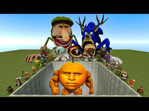 AI Brainrot Memes vs Odindindun Bosses in Giant Pit – Gmod Chaos