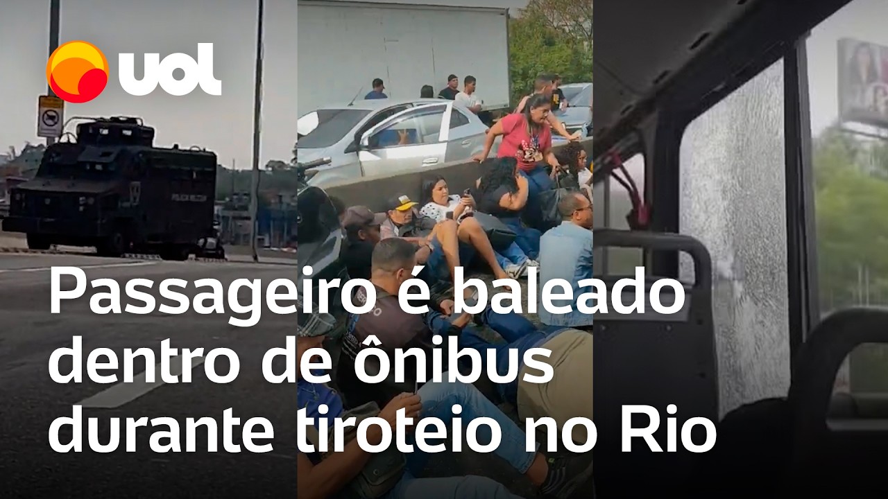 Passageiro de ônibus é baleado na cabeça durante tiroteio na Avenida Brasil; vídeos mostram caos