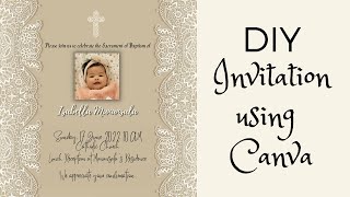 DIY Baptism Invitation  | How to use Canva to create invitation