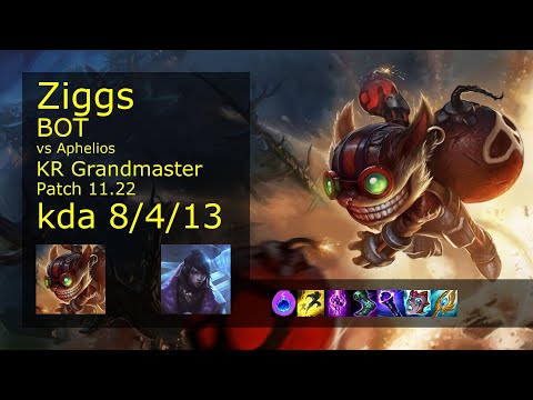 Ziggs Bot vs Aphelios - KR Grandmaster 8/4/13 Patch 11.22 Gameplay // [롤] 직스 vs 아펠리오스