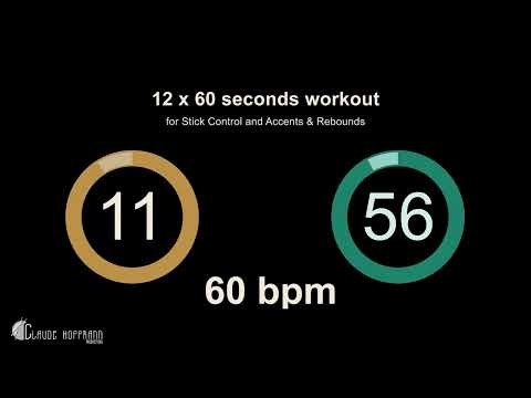 12 times 60 seconds Metronome, speeds 60, 66 & 72 bpm