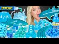 ASMR Blue Food Blue Razz Gummy Shark Sour Strips Sugar Coated Raspberry Jelly Mukbang 먹방