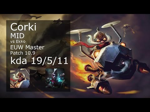 Corki Mid vs Ekko - EUW Master 19/5/11 Patch 10.9 Gameplay
