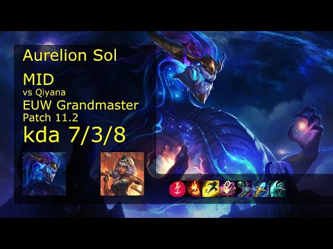Aurelion Sol Mid vs Qiyana - EUW Grandmaster 7/3/8 Patch 11.2 Gameplay