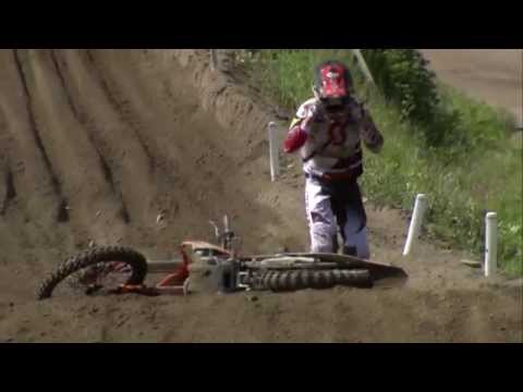 EMX250 of Finland 2014 Brent van Doninck Crash - Motocross