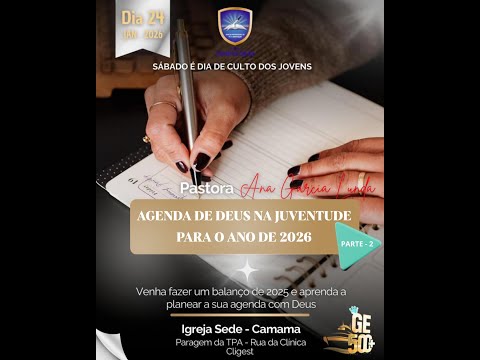 Culto Da Juventude I 24 De Janeiro De 2026 II Tema: Agenda de Deus, na juventude, para o ano de 2026