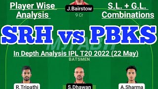 SRH vs PBKS Dream11 Team | SRH vs PBKS Dream11 IPL 22 May|SRH vs PBKS Dream11 Today Match Prediction