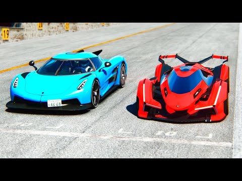 Lamborghini V12 Vision GT Tuned vs Koenigsegg Jesko Absolut at Drag Race 20 KM