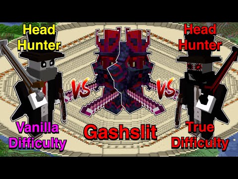 100 Hundred Plus - Minecraft |Mobs Battle| Head Hunter(Vanilla Difficulty) VS Gashslit VS Head Hunter(True Difficulty)