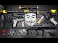 V for Vandetta Guns & Smoke Bomb - Stery AUG - Sniper Rifle - BB Guns Hacker Mask Shooting on Target