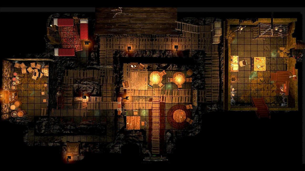D&D Maps - Animated - Bandit Hide Out (Grid) (Dungeon)