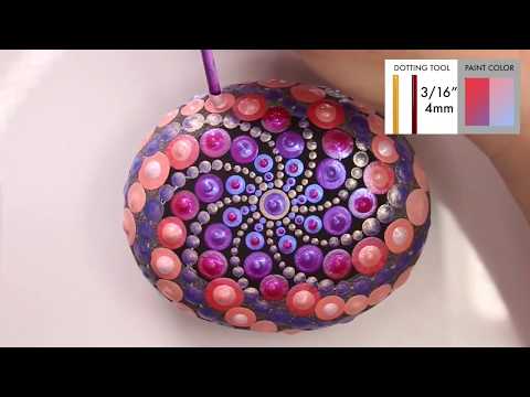 Dot Mandala Painted Stone - How to use a stencil for dot painting