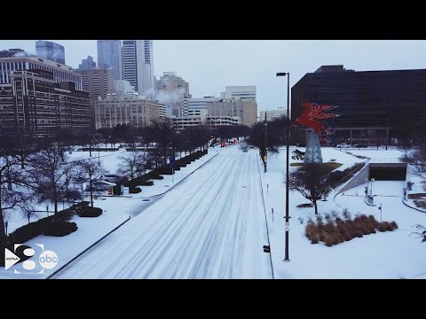 Dallas winter storm: Stunning downtown drone footage