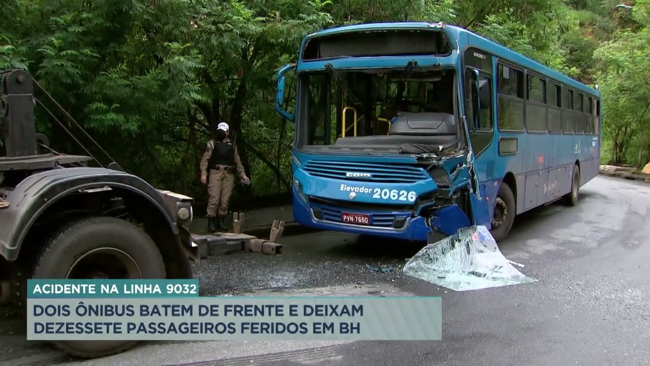 Dois ônibus batem de frente e 17 pessoas ficam feridas em BH