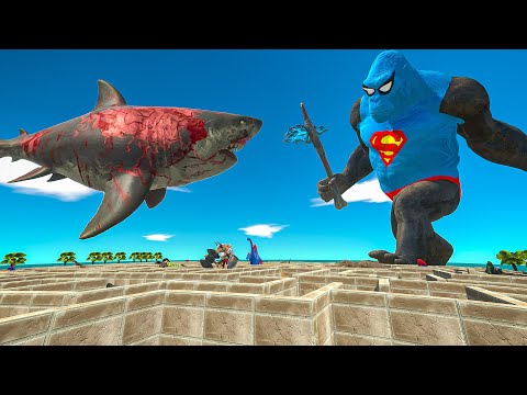 FPS AVATAR SAVE SUPERMAN KING KONG FROM MEGALADON MAZE - Animal Revolt Battle Simulator DINO