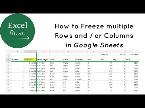 How to Freeze Multiple Rows and or Columns in Google Sheets using Freeze Panes
