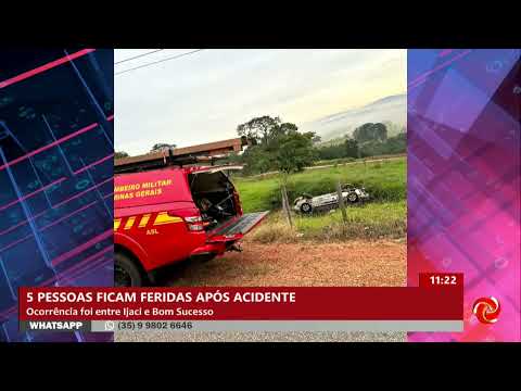 Cinco pessoas ficam feridas após capotamento entre Ijaci e Bom Sucesso