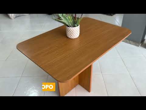 Video thumbnail of Mesa de Jantar Olímpia 120cm Tampo MDF Canto Copo Moderna Mobília