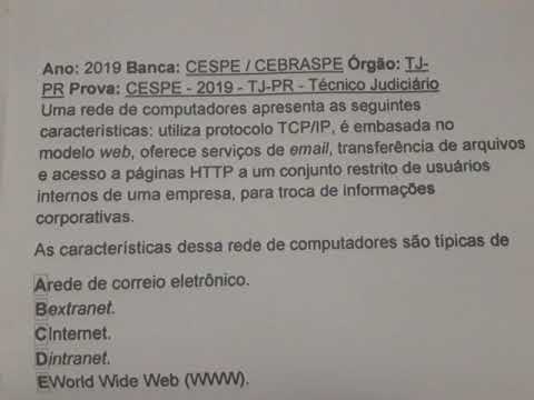 Questão da Banca: CESPE / CEBRASPE Órgão: TJ-PR Prova: Técnico Judiciário Informática