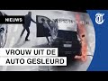 Bewakingsbeelden: man steekt auto in brand met vrouw erin