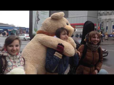 Cello, Violin, Giant Teddy Bear walking with Yulianna & friends in Minsk Belarus