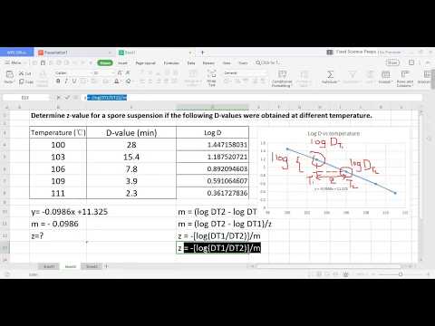 Thermal processing calculation | How to determine D-value and z-value using graphical method/excel