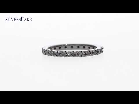 SILVERSHAKE Black CZ 925 Sterling Silver Eternity Band Stack/Stackable Ring-RN0076935