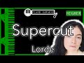 Supercut (HIGHER +3) - Lorde - Piano Karaoke Instrumental
