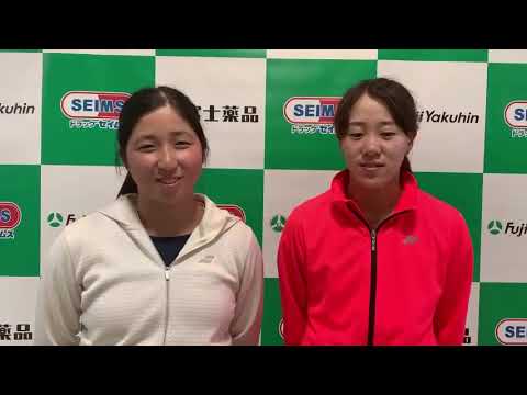 2019.2.27 林 恵里奈選手(右：福井県スポーツ協会)/清水 綾乃選手(左：Club MASA) 勝利者インタビュー 女子ダブルス本戦1回戦【富士薬品セイムス ウィメンズカップin大阪体育大学】