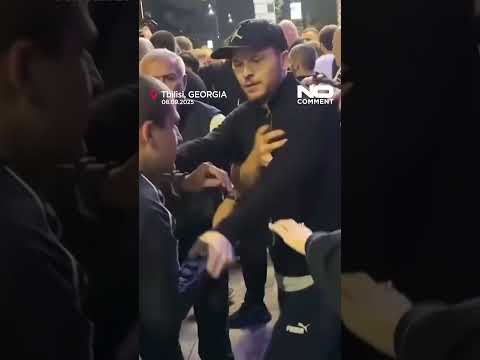 Clashes in Tbilisi as ruling party supporters target opposition rally #nocomment #youtubeshorts