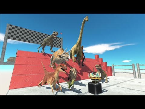 DINOSAURS AND ANIMALS SPEED RACE IN THE FREE JUMP MAP FOR THE CROWN - Animal Revolt Battle Simulator