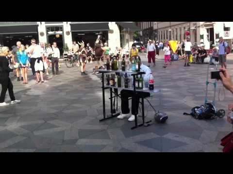 Man plays classic tunes on bottles